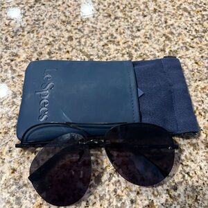 Le Specs Dark Sunglasses with Navy Case